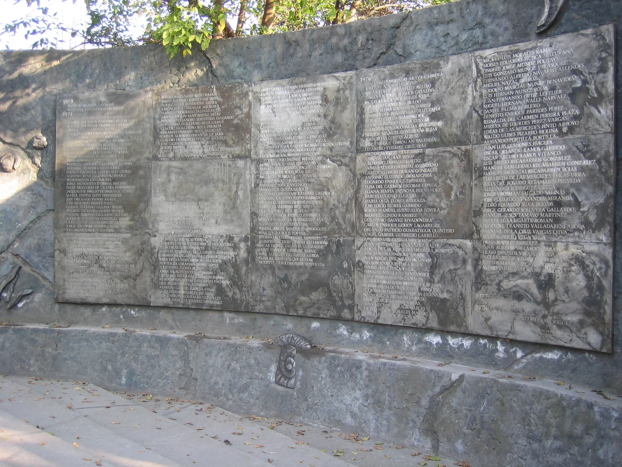 Inscribed wall of victims names.
Parque de la Paz—Villa Grimaldi in Santiago de Chile, Chile.