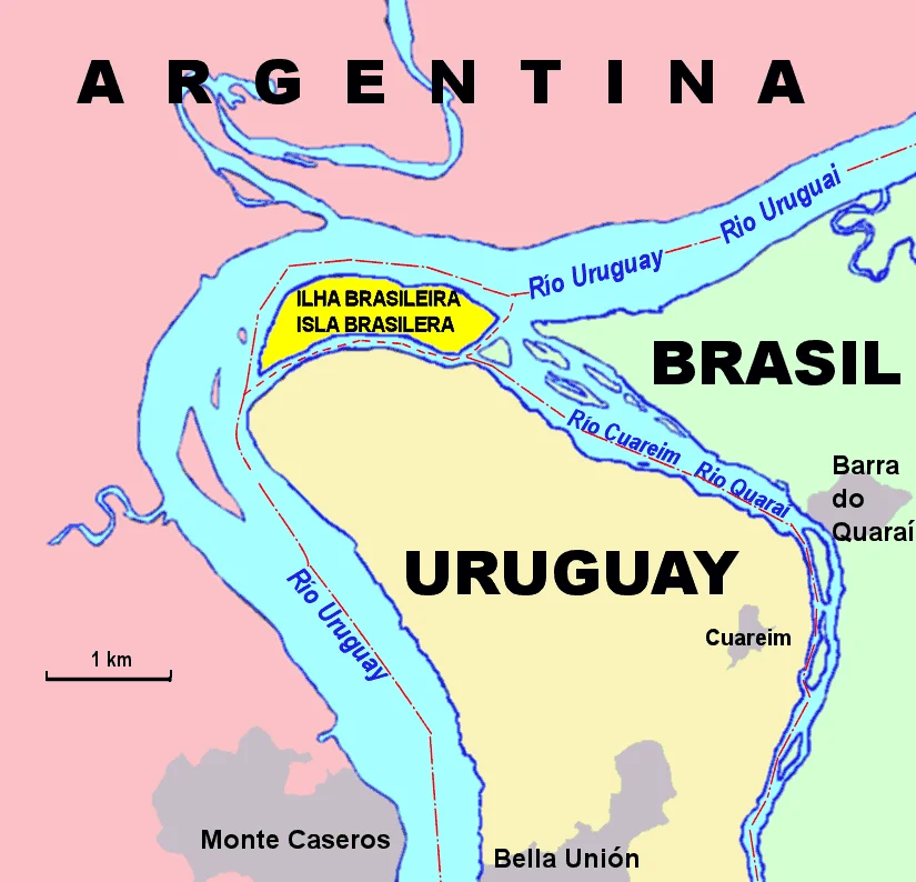 Map of Brazilian Island, disputed between Brazil and Uruguay