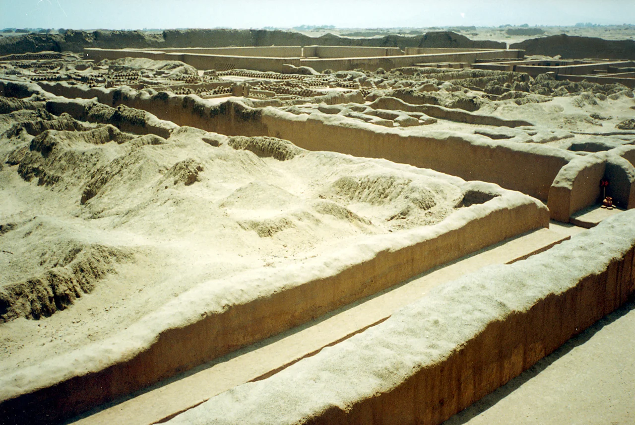 Chan Chan, the huge adobe town from Chimu time. Trujillo, Peru.