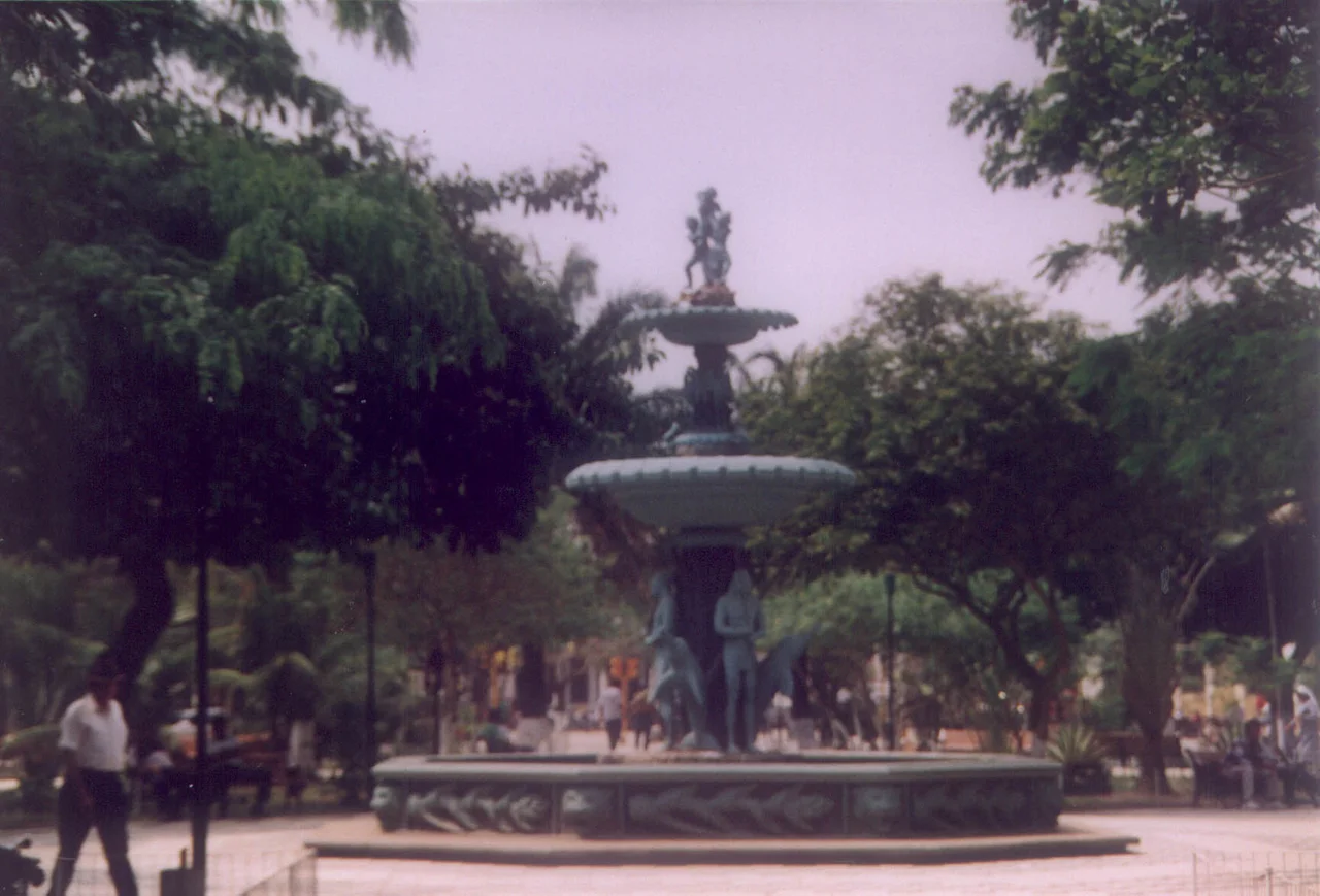 Trinidad, Beni, Bolivia. Fountain in the plaza.
