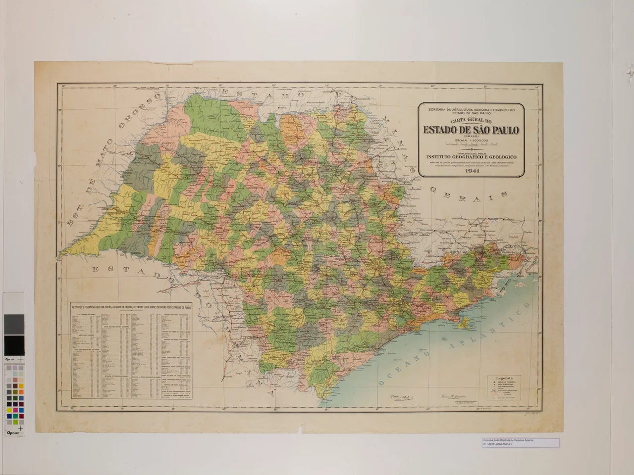 Obra que integra o acervo do Museu Paulista da USP. Coleção João Baptista de Campos Aguirra - Ref. Agente: Instituto Geográfico e Geológico - Secretaria da Agricultura, Indústria e Comércio do Estado de São Paulo - Impresso na Ipiranga São Paulo