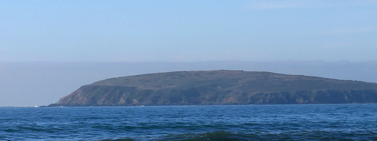 Bodega Head in Sonoma County, California, USA as seen from a beach near Pinnacle Rock