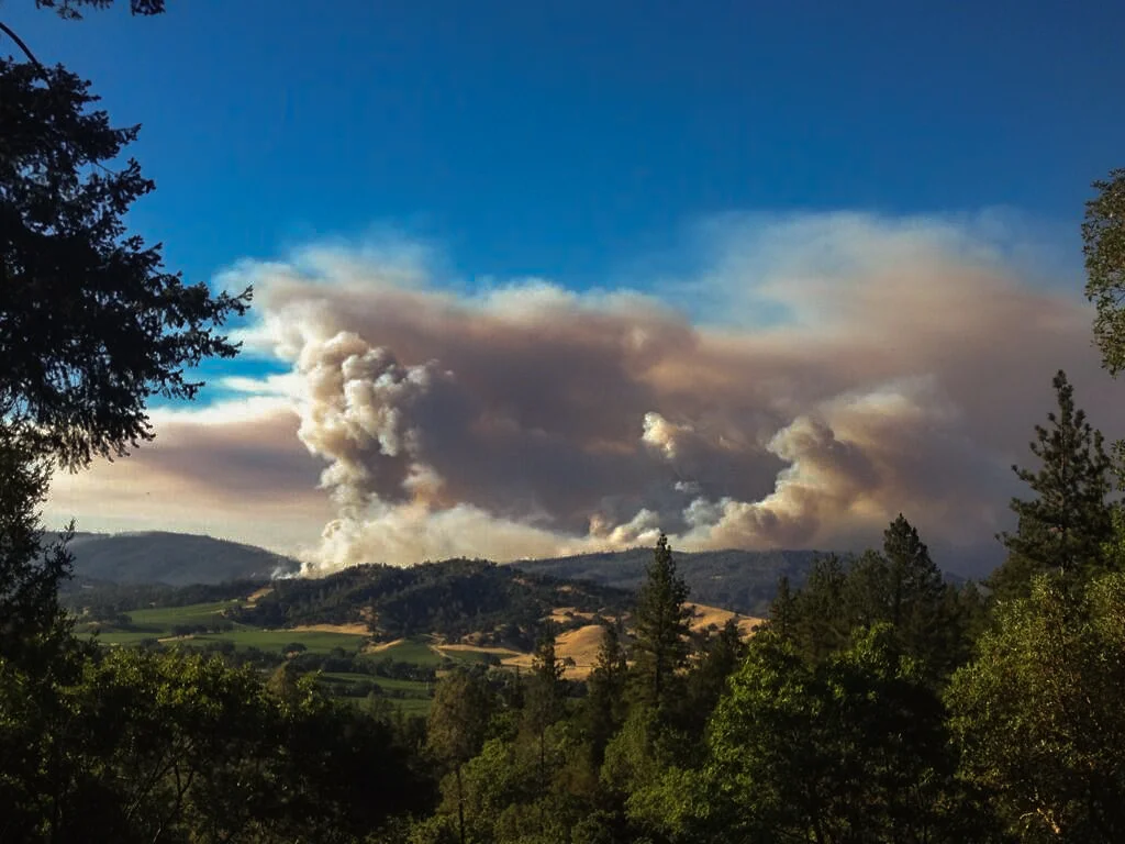 The Butts fire, Tuesday, July 1, seen from across Pope Valley.
