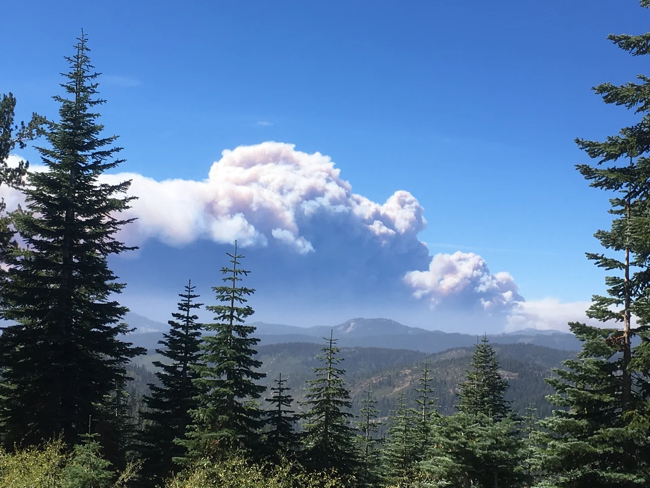 The North complex Fire during its' explosive growth around 1:00 PM on September 8th, taken from Packer Saddle near Sierra City, CA.