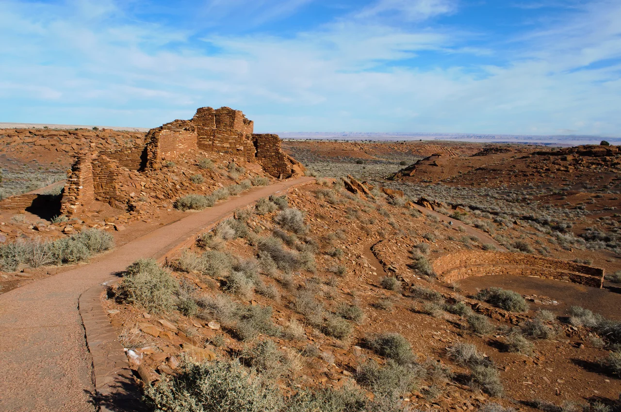 Wupatki National Monument Wukoki Ruin at sunrise.