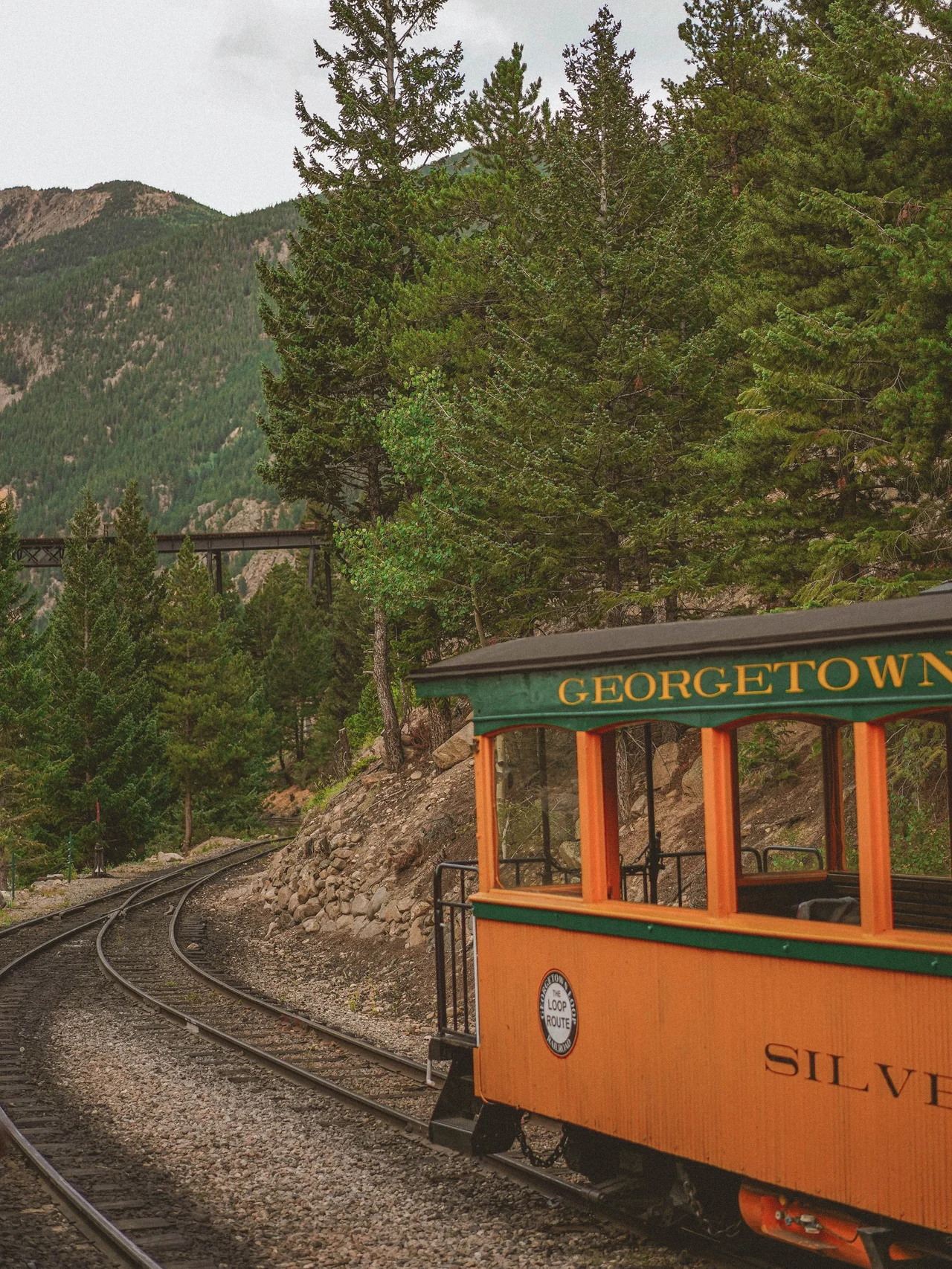The tourist train at Georgetown Loop Railroad in the Rocky Mountains, Colorado