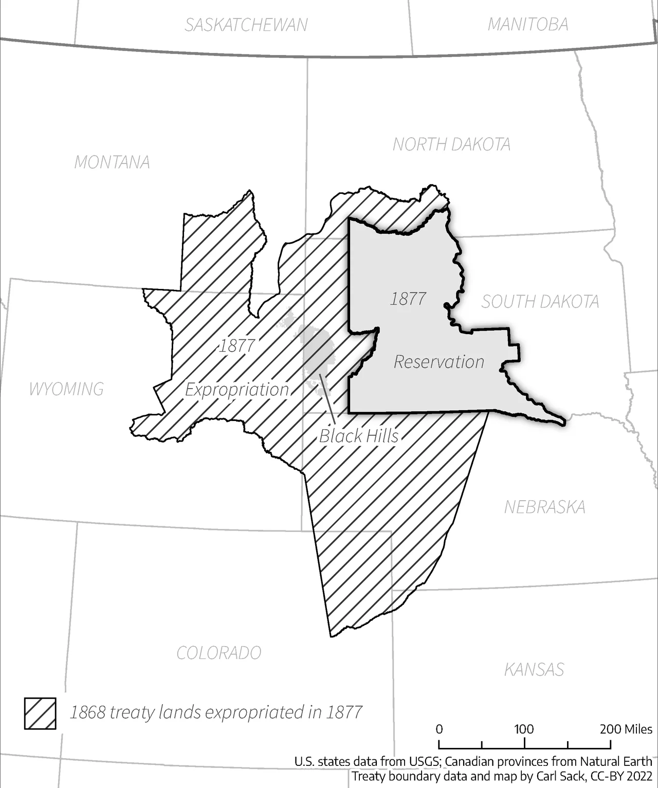 The Sioux Reservation and expropriated lands under 19 Stat. 254, Feb 28, 1877, passed by Congress in violation of the 1868 Treaty of Fort Laramie
