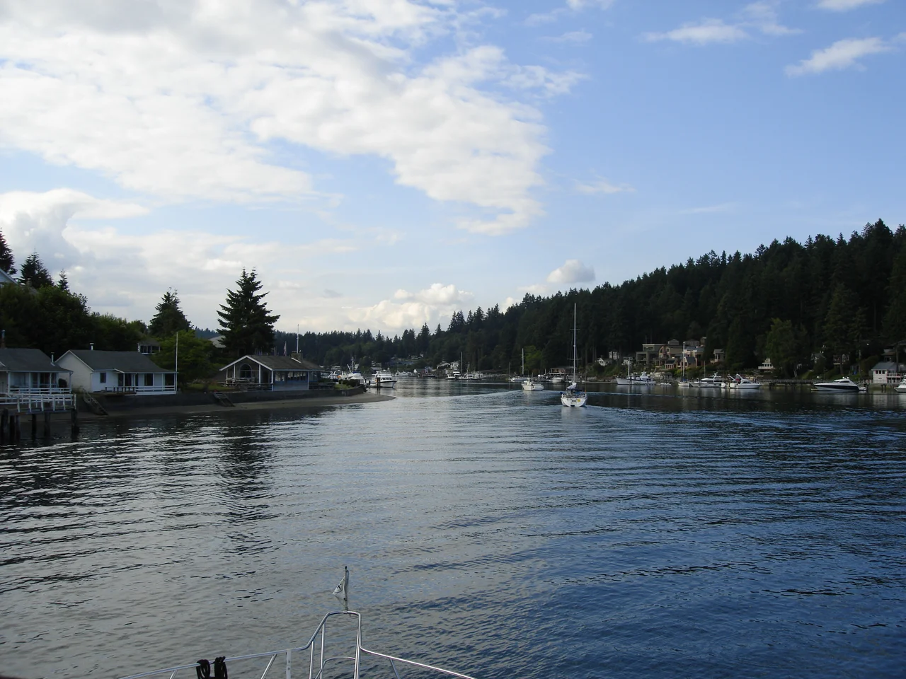 This is a picture of the entrance to Gig Harbor. I was in town for a business trip, and a business associate and her husband took us to the Tides restaurant for dinner via their boat.