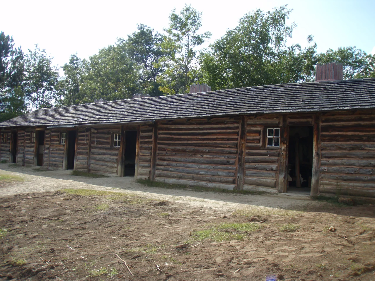 The reconstructed building at w:Northwest Company Post, a w:Minnesota Historical Society site near w:Pine City, Minnesota. The building is a reconstruction of a w:North West Company fur trading post that operated around 1804.