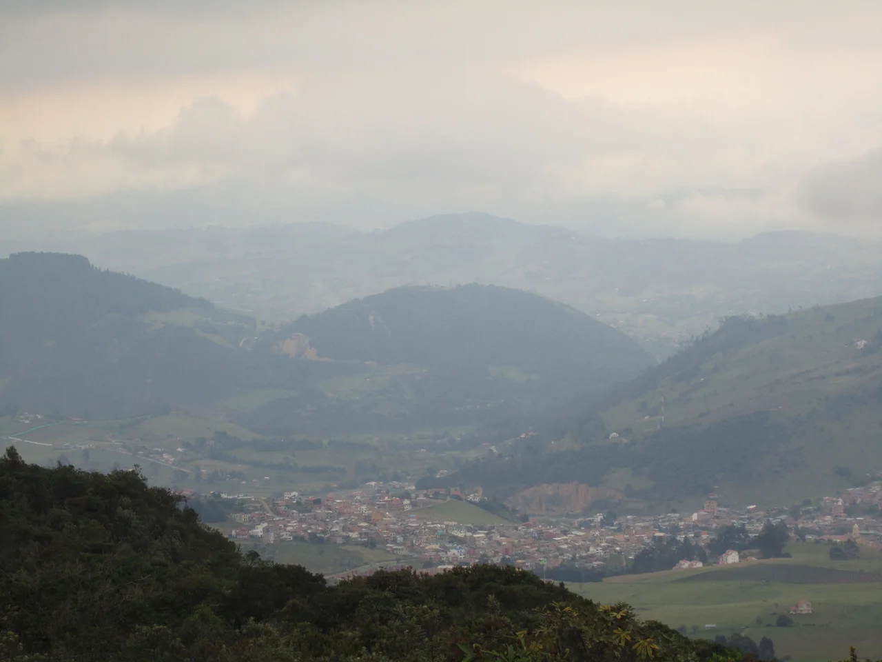 Easterly View of La Calera, Cundinamarca, Colombia, from a mountain to the west of the town.