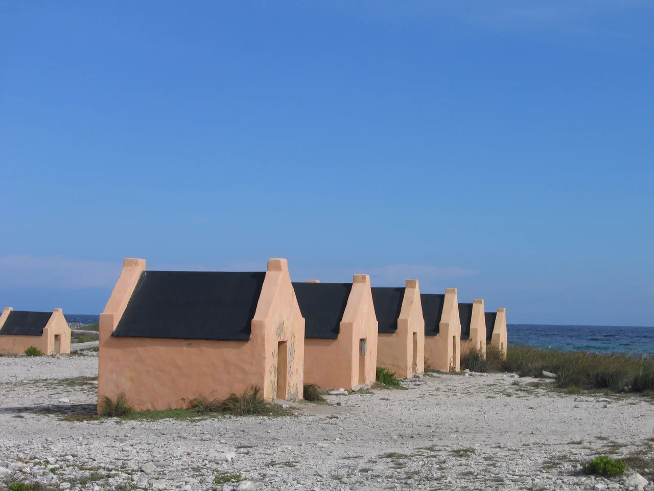 Red Slave Huts, Island of Bonaire. Copyright 2006.