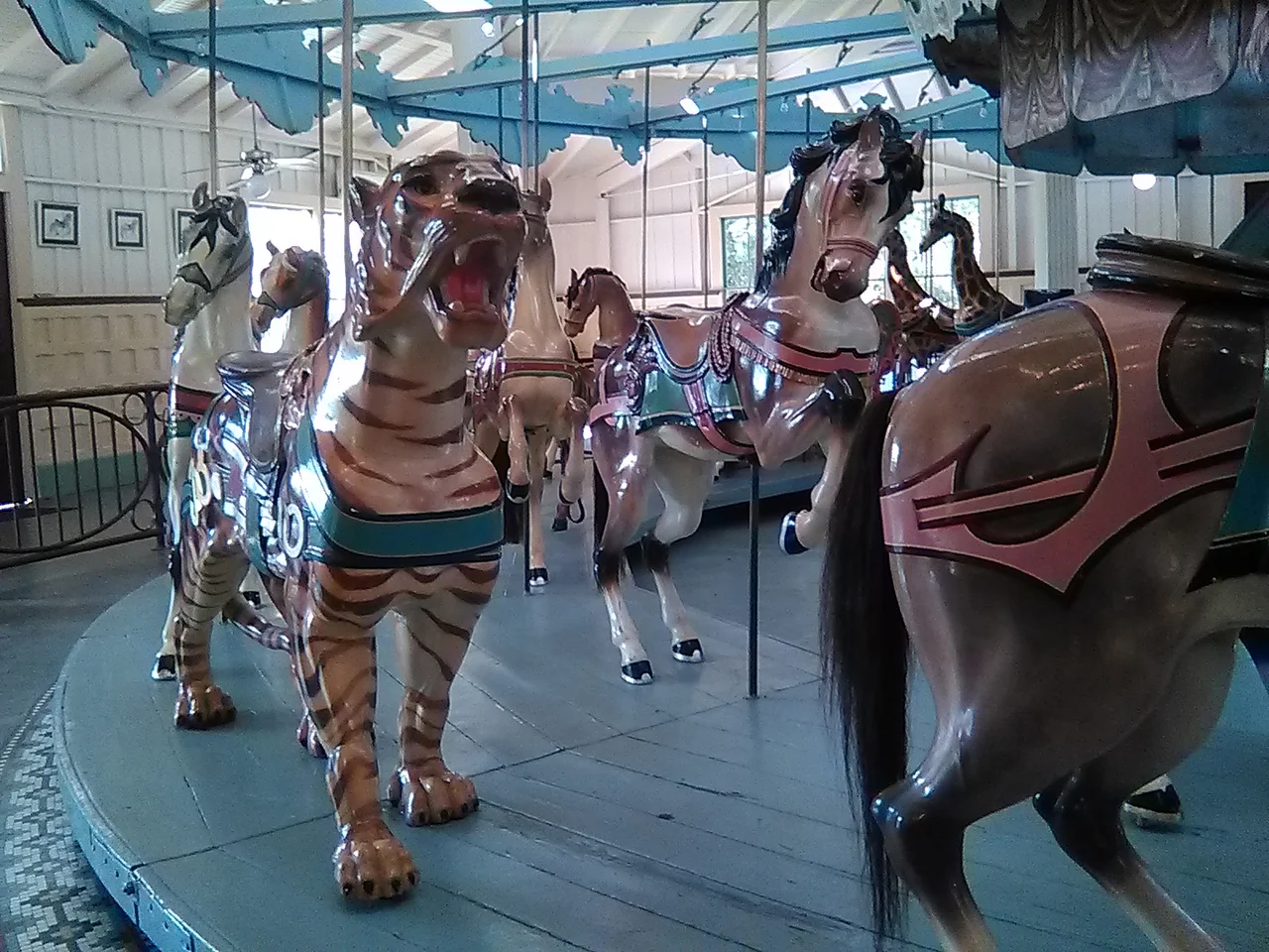 The Dentzel Carousel is located in Highland Park in Meridian, Mississippi  and is listed as a National Historic Landmark.