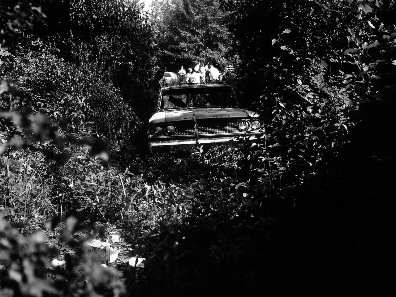 Civil Right Workers Chaney, Goodman, and Schwerner's Ford Station Wagon location near the Bogue Chitto River located in Northeastern Neshoba County, Mississippi on Highway 21. The three workers disappeared on June 21, 1964 resutling in a massive federal search for the workers.