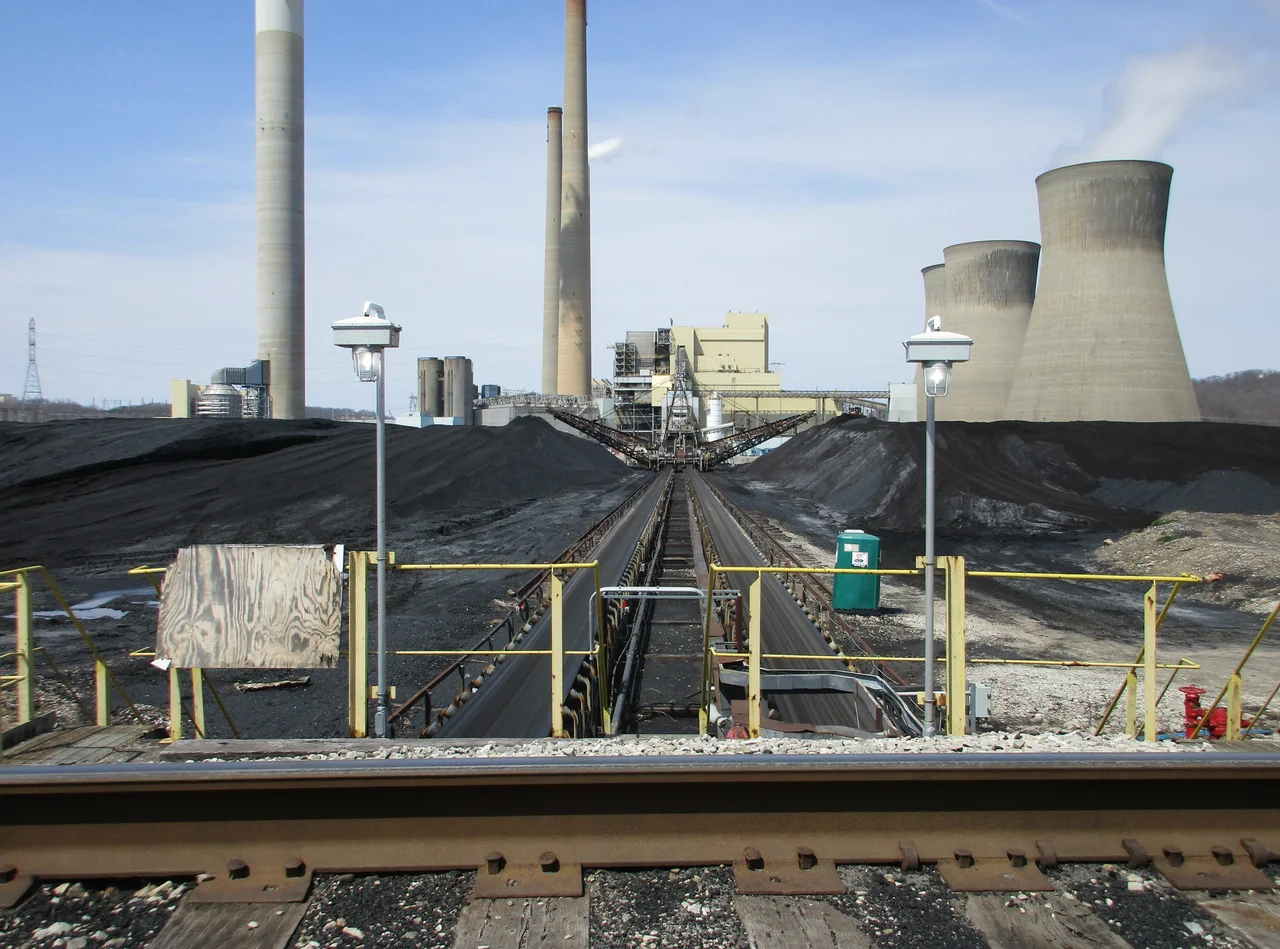 Photo taken at John Amos Power plant. Depicts the coal being transported by conveyer belt from the coal field to inside of the facility to be pulverized