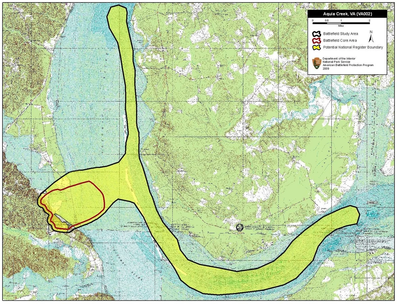 Map of battlefield core and study areas.