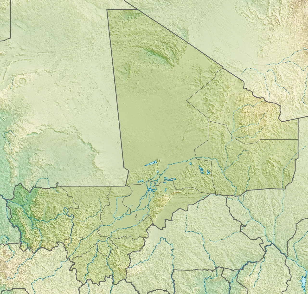 Physical location map of Mali