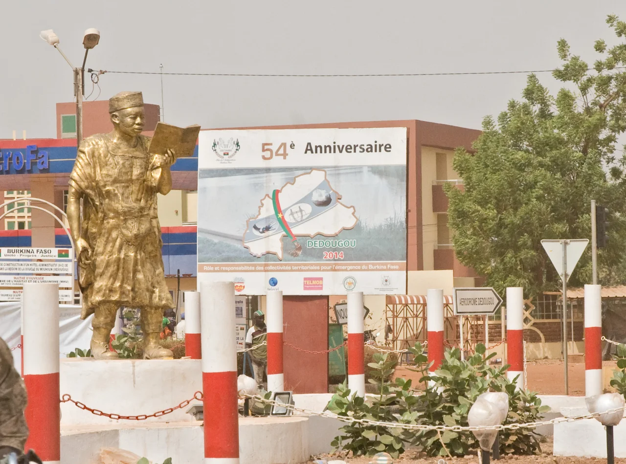 Monument for the Burkinabe politician and writer Nazi Boni in Dédougou, Burkina Faso (March 2015).