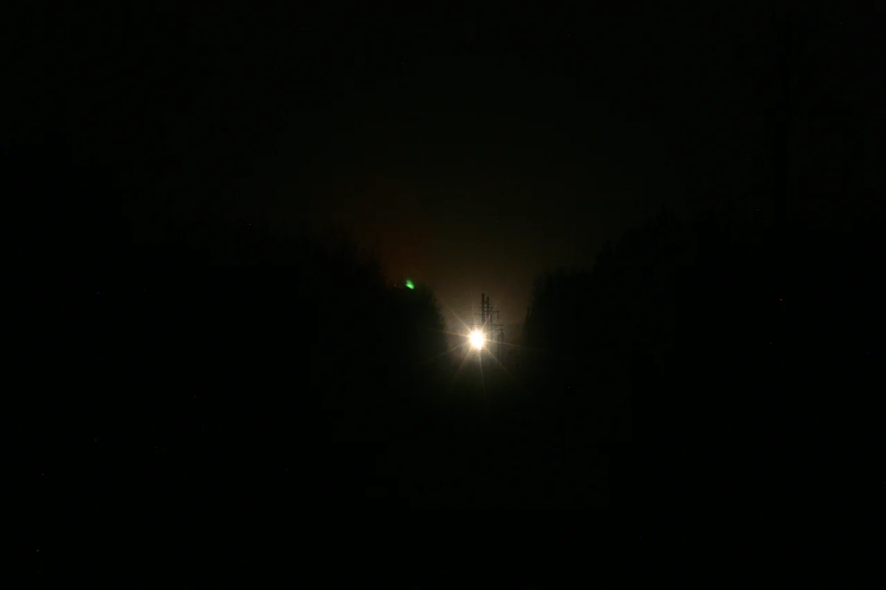Picture of the Paulding Light taken on November 3, 2007.
The green spot is actually a star, which is more obvious in another photo I have.