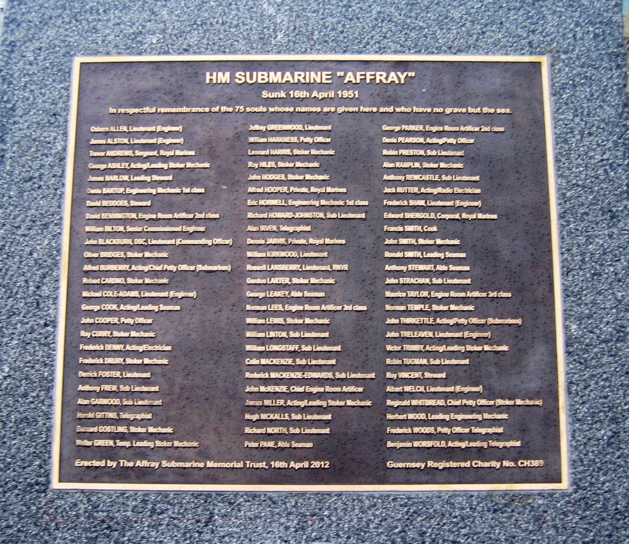 Plaque in Gosport for the submarine Affray