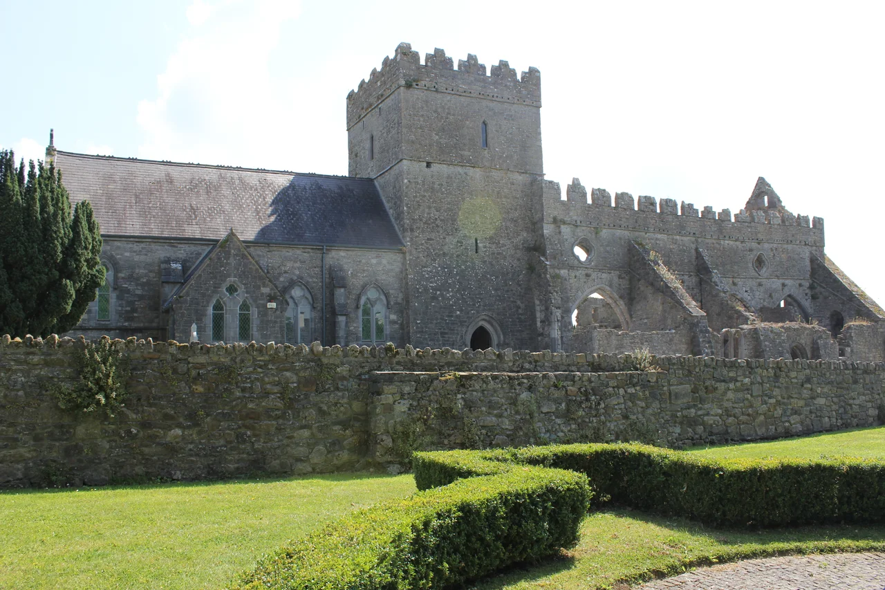 This is a photograph of St. Mary's Collegiate Church Gowran, Co. Kilkenny, Ireland. The photograph was taken at the Green in the centre of the Town of Gowran. The photograph was taken on the 4th of June 2013 at 13:56.
