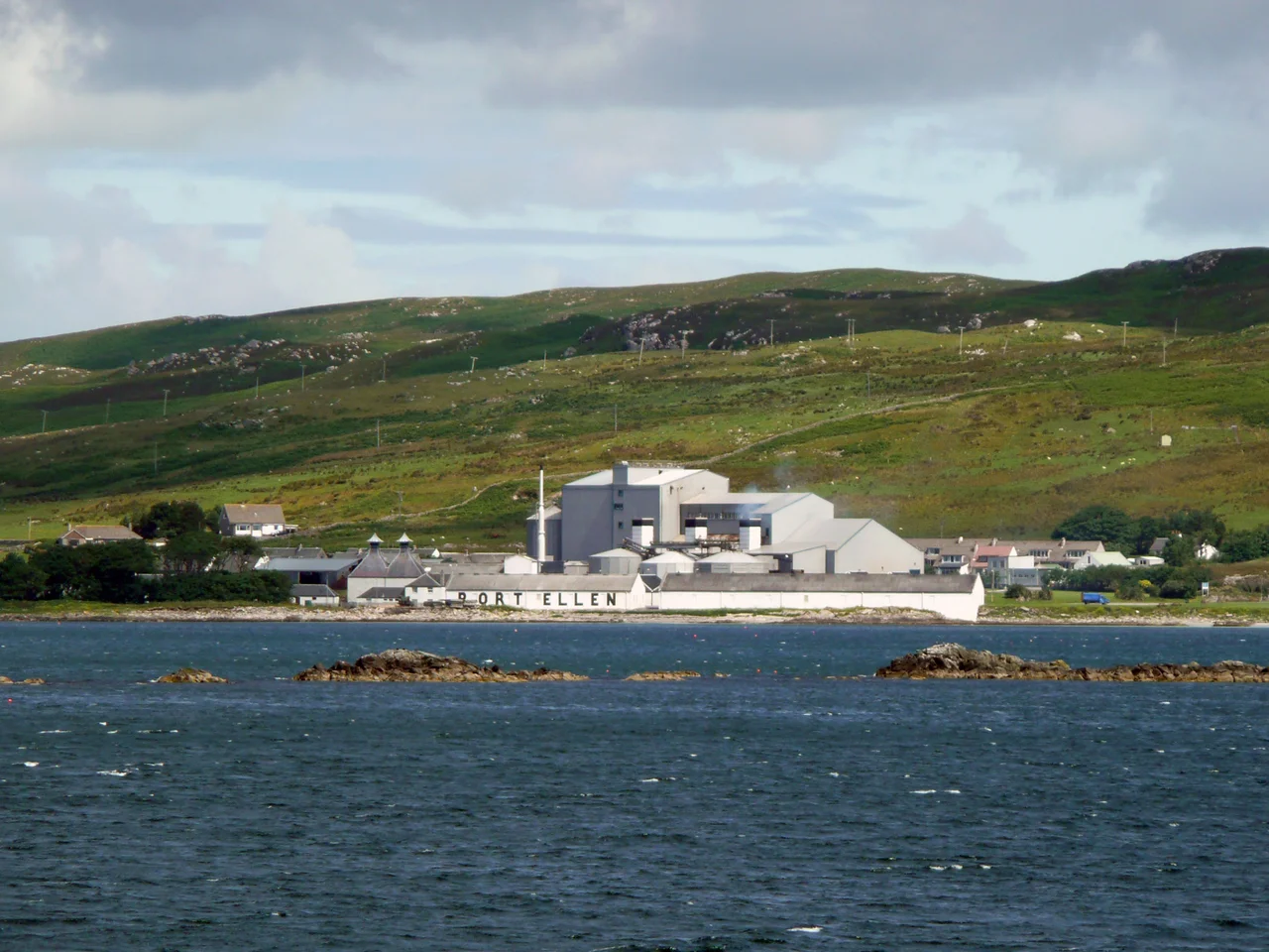 Port Ellen distillery from the sea.