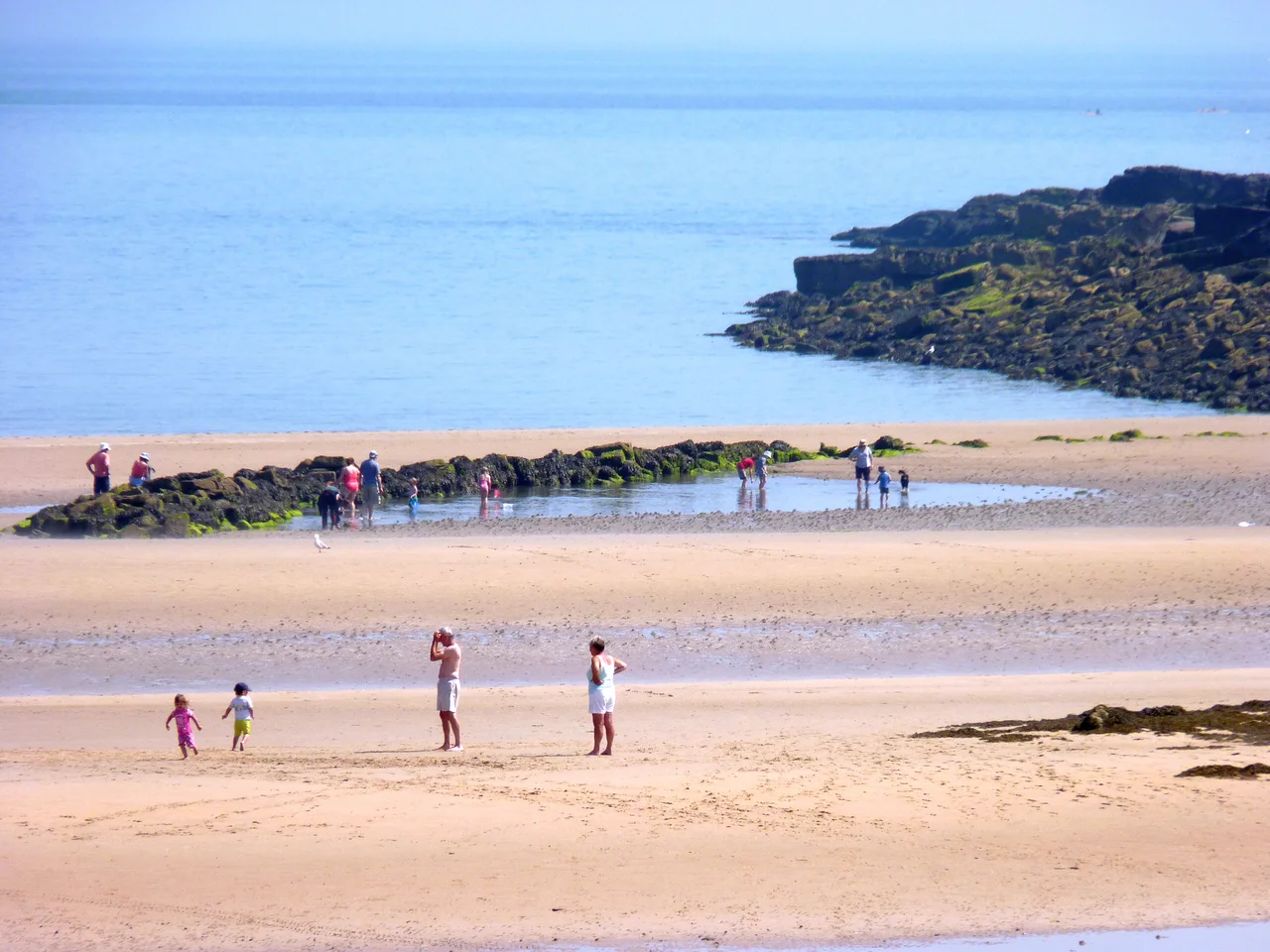 Fish trap built near the low-tide mark of Lligwy Bay, near Moelfre, Anglesey. Post-medieval in date, it is covered at high-tide, and would have trapped fish in the pond it creates at low-tide.