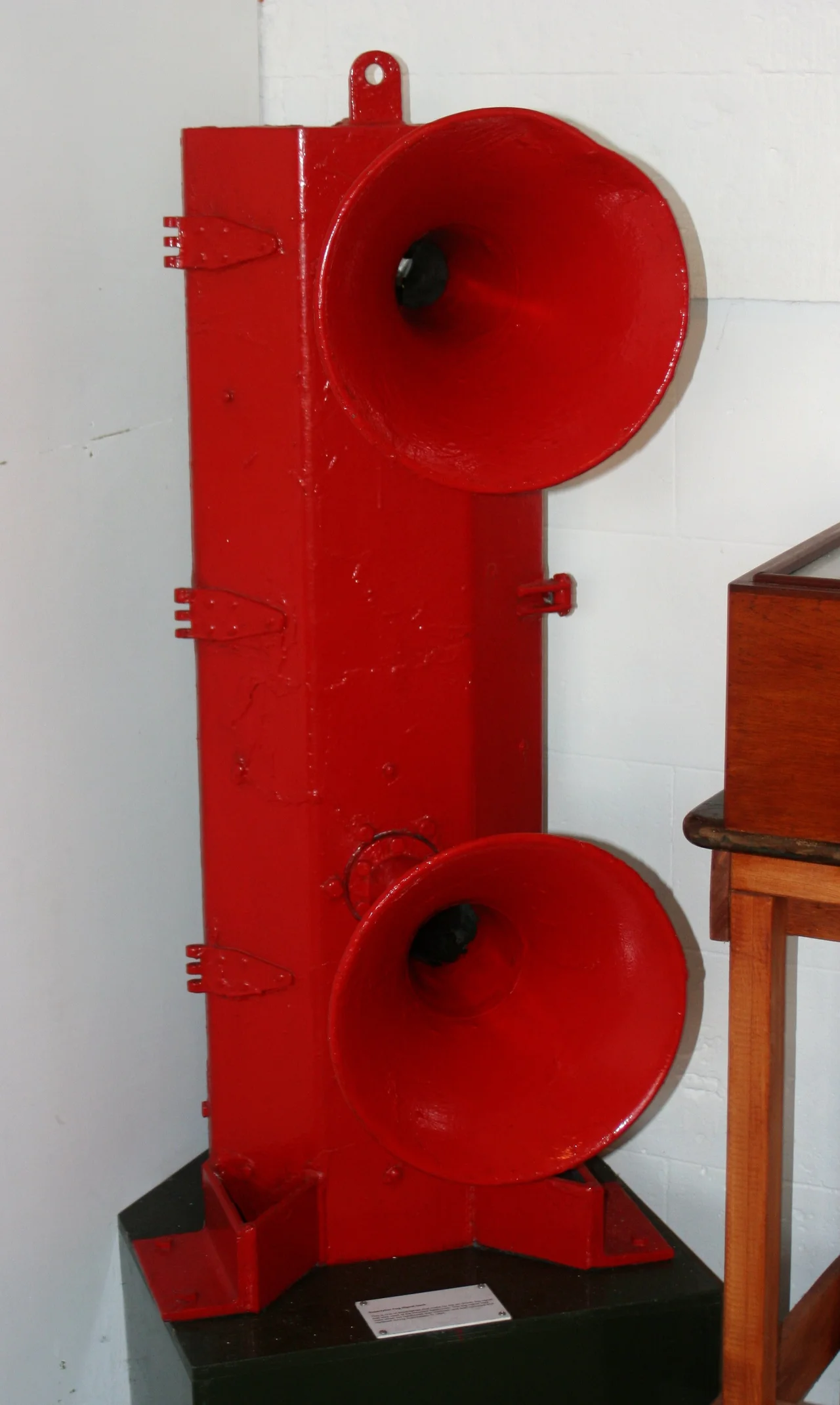 SuperTyfon fog signal bank, from the Needles lighthouse. This signal bank was removed in 1994. Displayed at Hurst Castle.