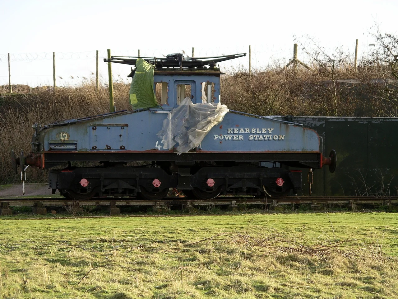 A Kearsley Power Station electric locomotive, at the Coventry Railway Centre, near Coventry, Warwickshire, England. Kearsley Power Station No. 1 - Bo-Bo Overhead 550vDC Electric Loco b. 1928 Hawthorn Leslie Wks No. 3682