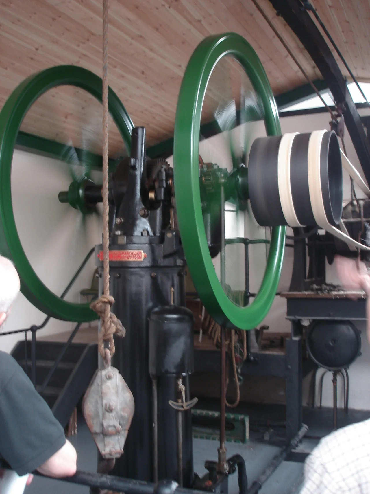 3bhp Crossley Atmospheric Engine in action operating a winch and crane jib. Acquired from W. Butler & Co, tar distillers, Bristol.