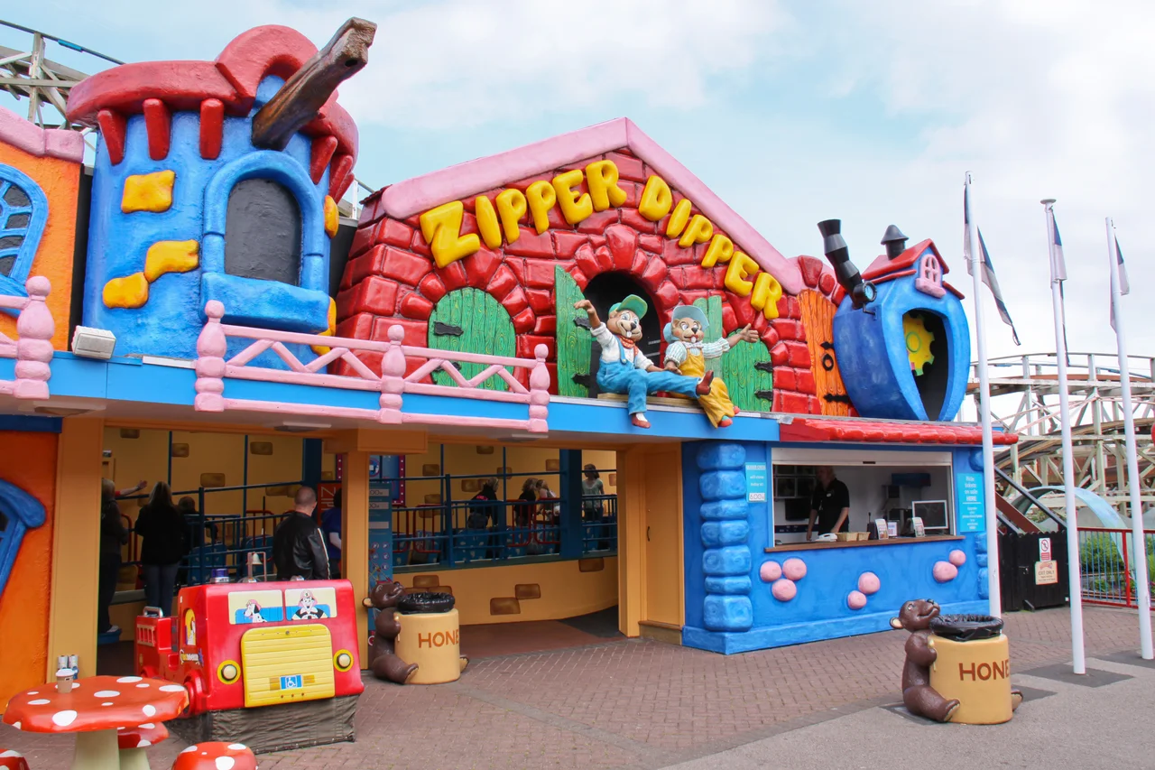 Station of roller coaster Zipper Dipper at Pleasure Beach, Blackpool
