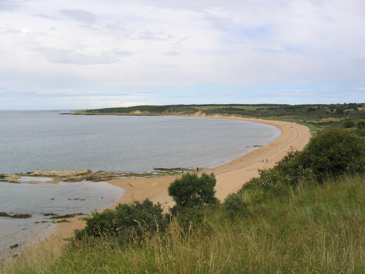 Photograph of Gullane Beach from near the 7th tee of Gullane Number 1 Golf Course, taken by myself (Martin Taylor) July 12 2004