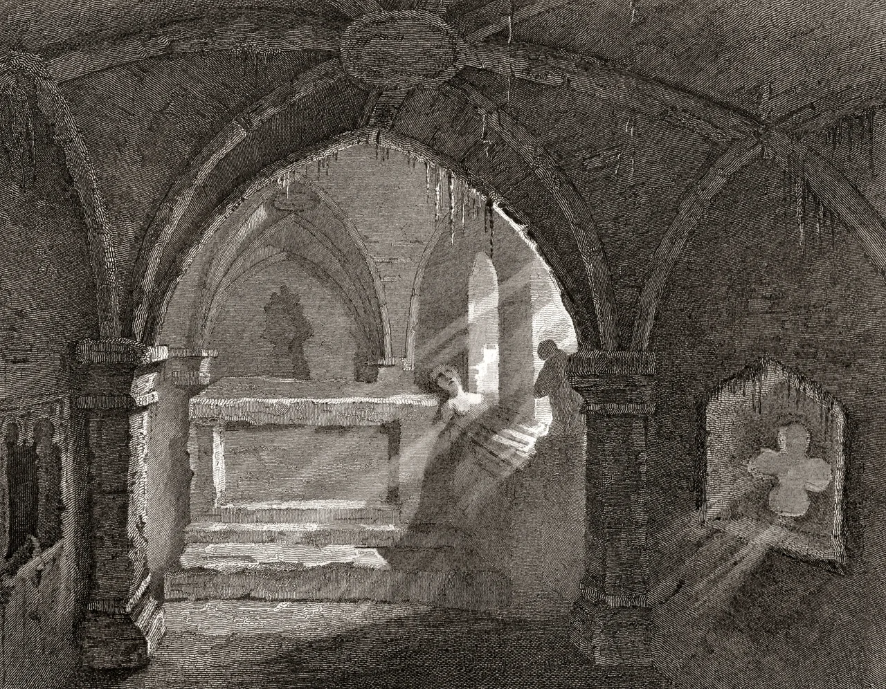 Warkworth Hermitage Interior, England. As in 1814.