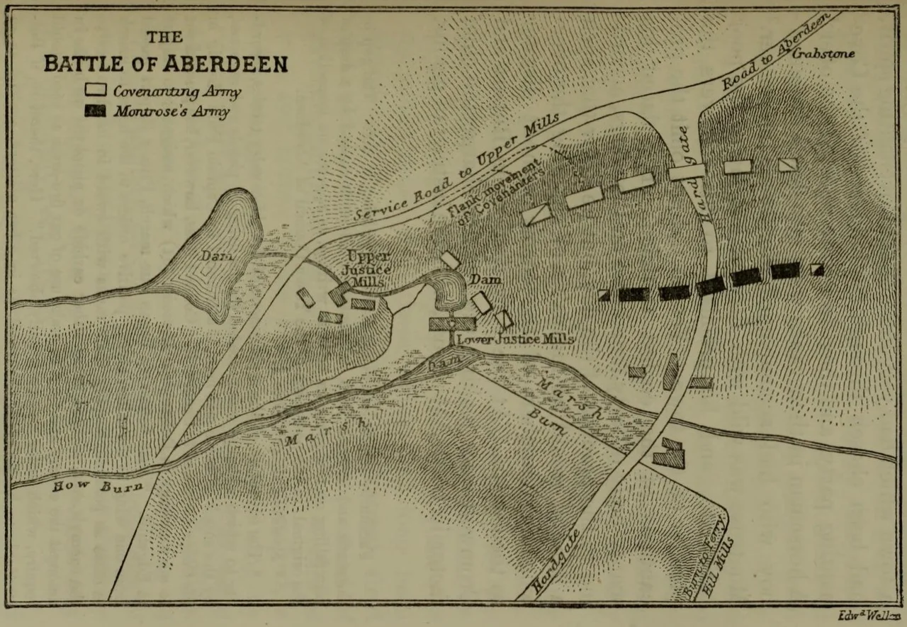 Map of the Battle of Aberdeen, 1644