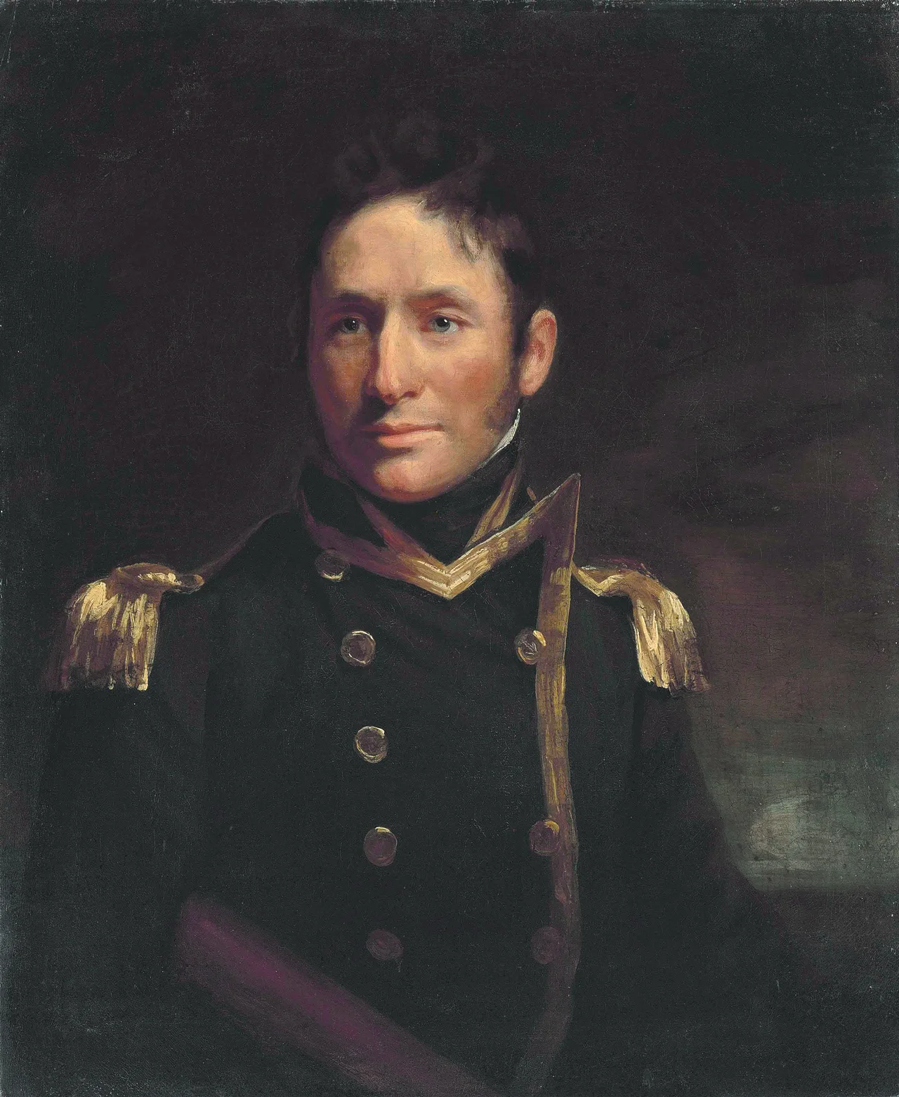 PORTRAIT OF CAPTAIN PHILIP BEAVER R.N (1766 - 1813) in naval full dress uniform, looking to the left. Oil on canvas. Size 30 x 25 inches see Philip Beaver