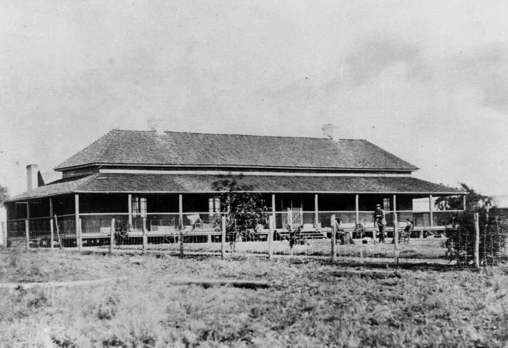 Family on the lawn at Aramac Station, ca. 1877.