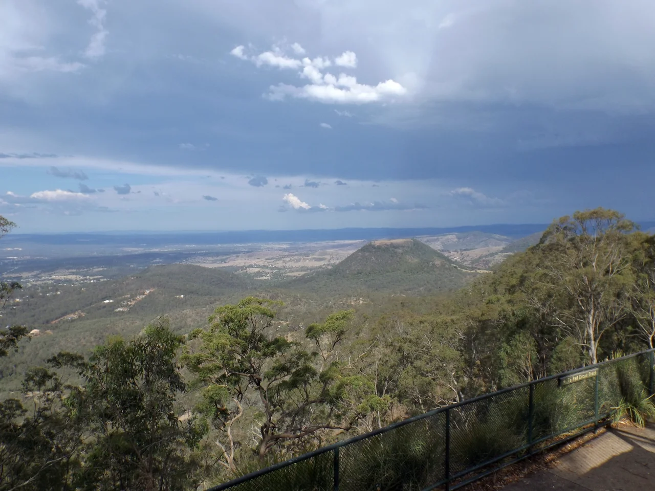 Photo of view southeastwards over Lockyer Valley from Picnic Point at Rangeville, Toowoomba, Queensland, Australia.