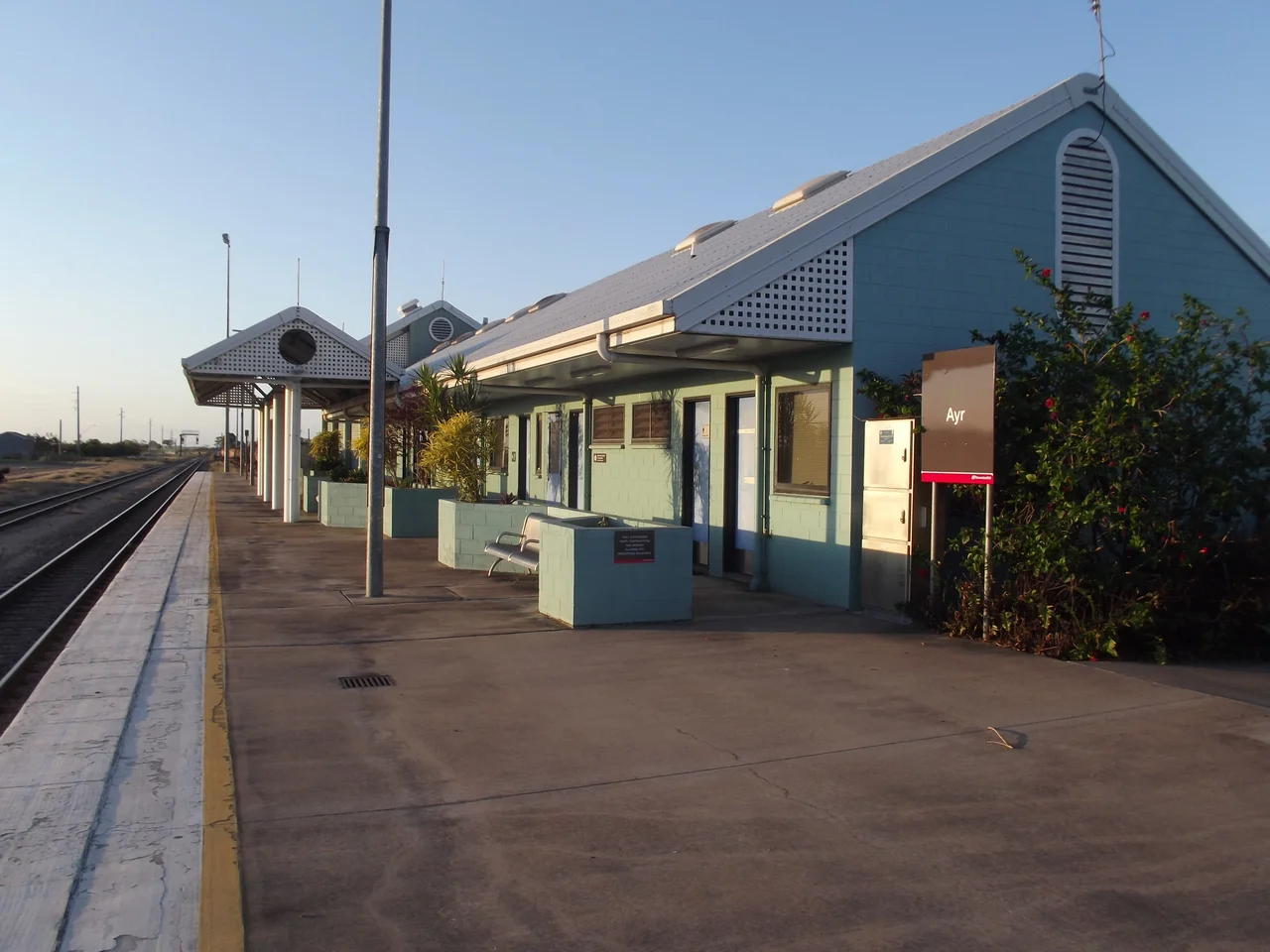 The railway station in Ayr, Queensland, on the North Coast line.