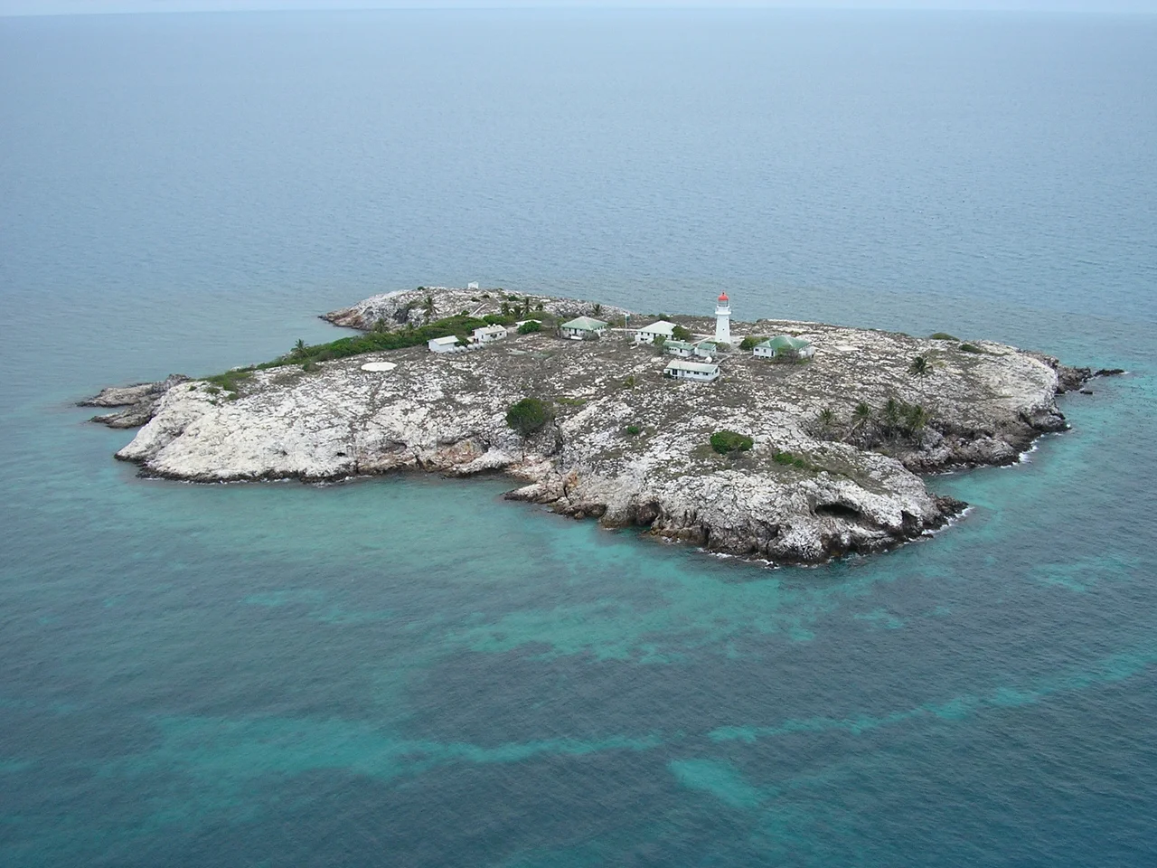 Aerial view of Booby Island. View from South