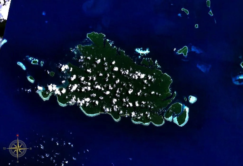 Shortland Island in the Solomon Islands. Satellite view.