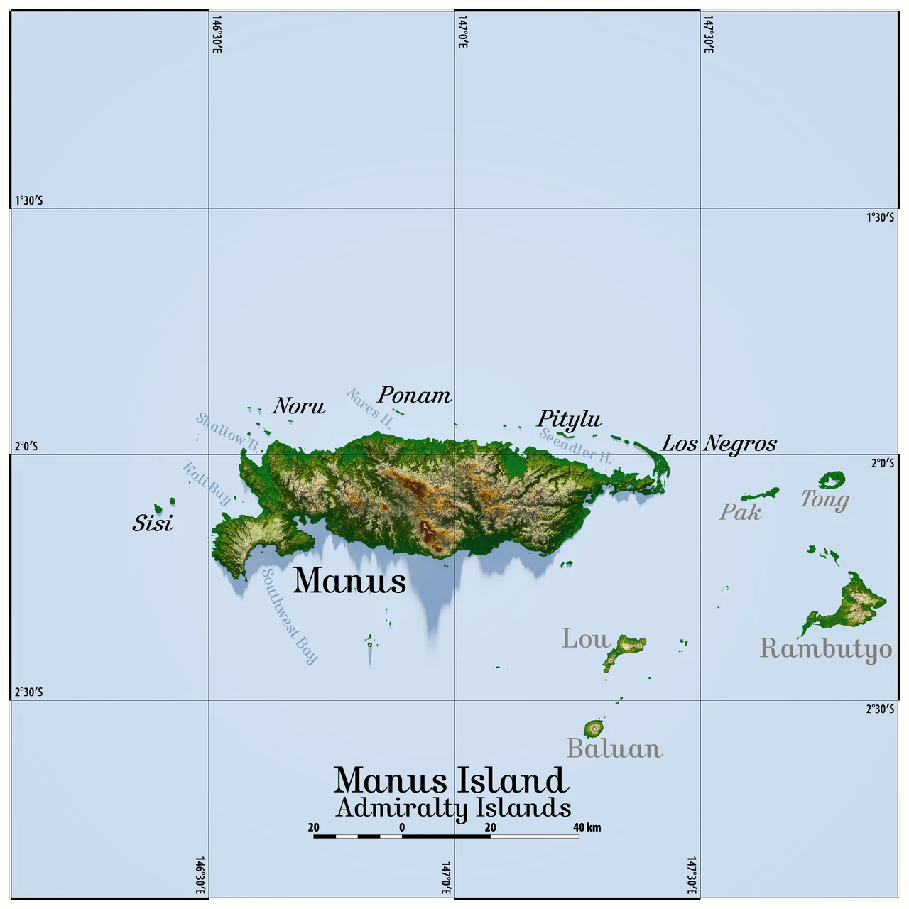 Carte de l'île Manus