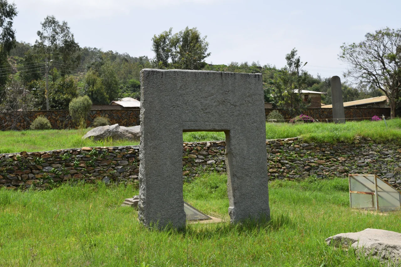 Plate 20, View of one standing and sole ruined Stele in Axum