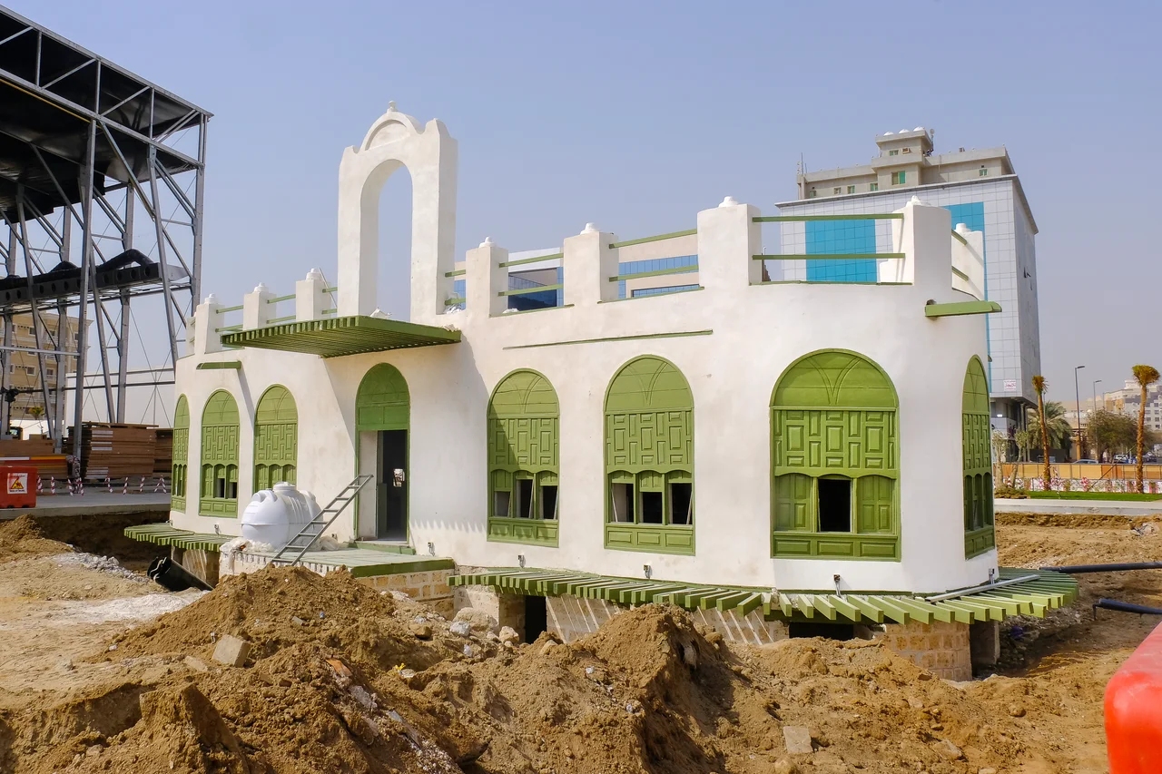 Bait Amir Al Bahr (House of the Prince of the Sea) during reconstruction. Often mistaken for being a church.