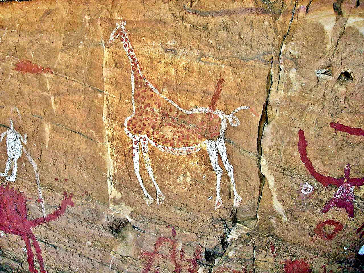 Ancient rock art in Tadrart Acacus in Libya.