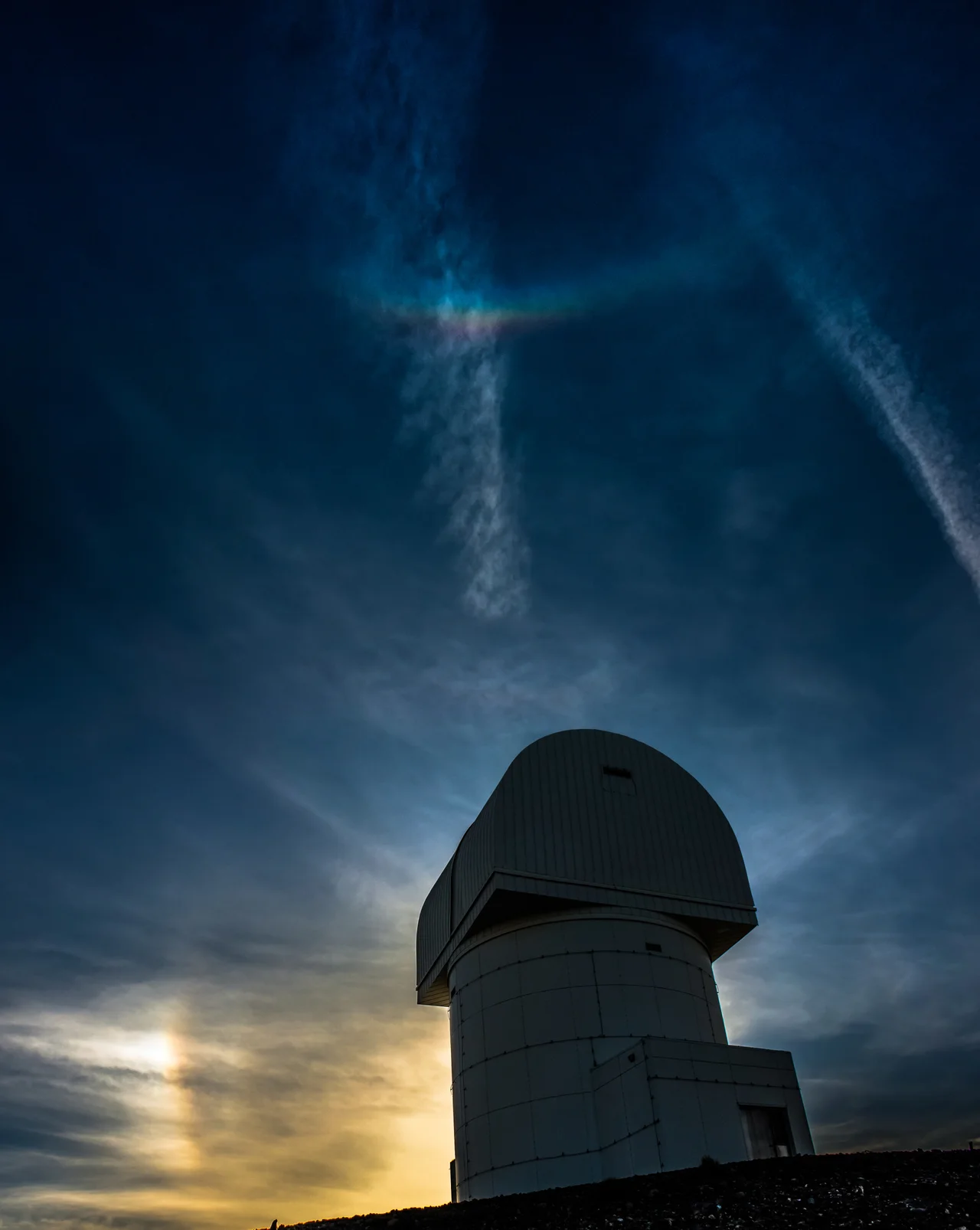 Sundog and Circumzenithal Arc above the greatest telescope in Greece, Aristarchos.