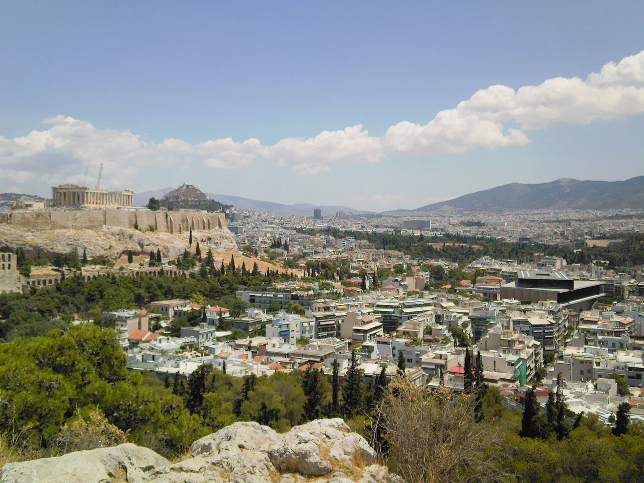 Picy of Acropolis and the museum from Filopappos hill