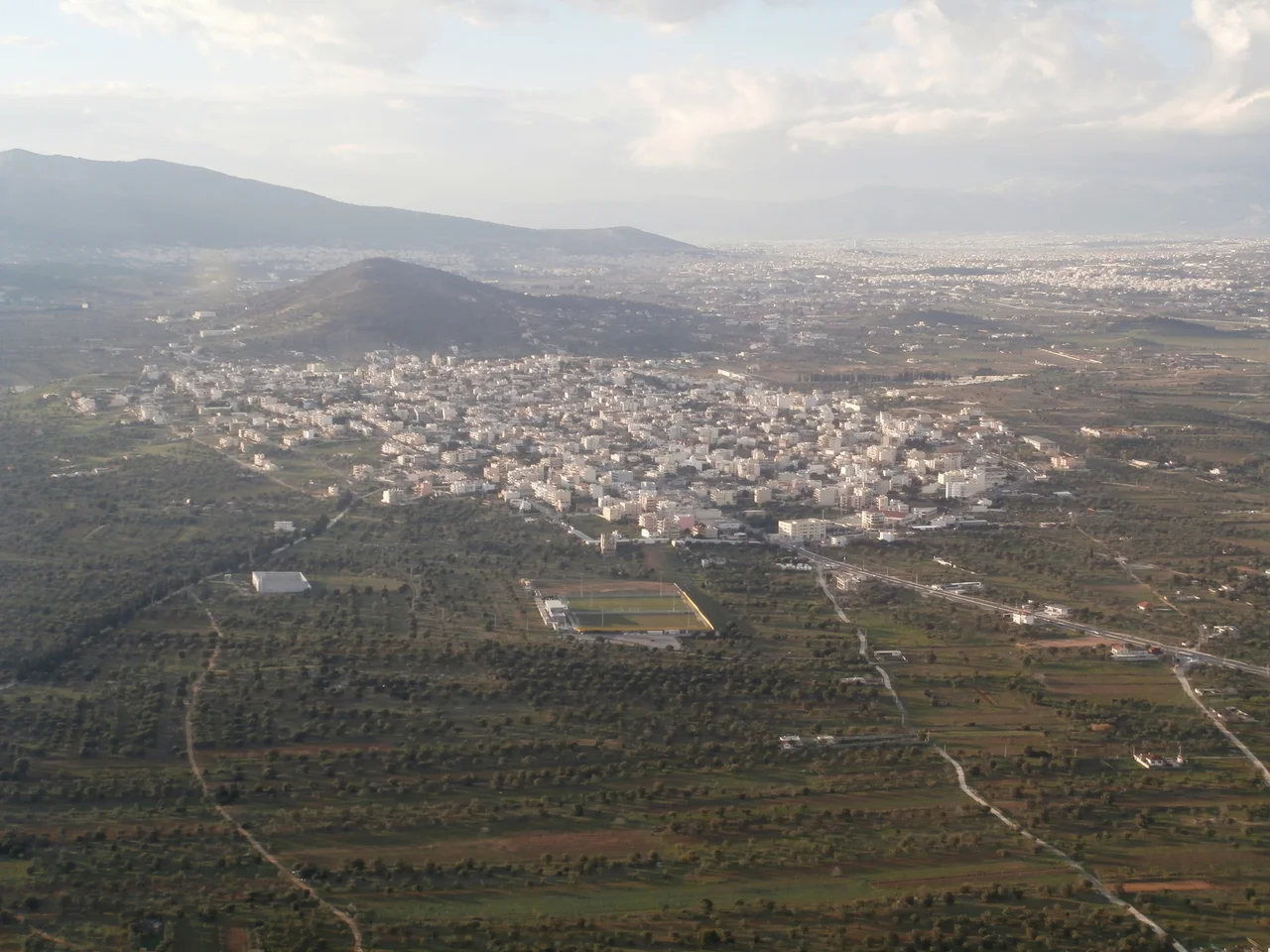 The city of Spata as seen from an airplane that took of from Athens Airport