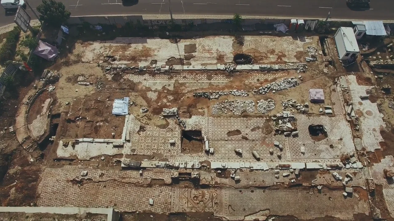 Panoramic view of the excavated mosaics of the Bishop's basilica of Philippopolis