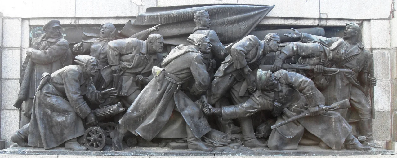 The Monument to the Soviet Army (Bulgarian: Паметник на Съветската армия, Pametnik na Savetskata armia) is a monument located in Sofia. There is a large park around the statue and the surrounding areas. It is a popular place where many young people gather. The monument is located on Tsar Osvoboditel Boulevard, near Orlov Most and the Sofia University. It represents a soldier from the Soviet Army, surrounded by a woman and a man from Bulgaria. There are other, secondary sculptural compositions part of the memorial complex around the main monument. The monument was built in 1954.
