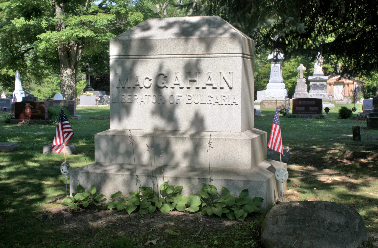 Grave of Januarius MacGahan (1844 – 1878), "Liberator of Bulgaria". New Lexington Cemetery, New Lexington, Ohio.
