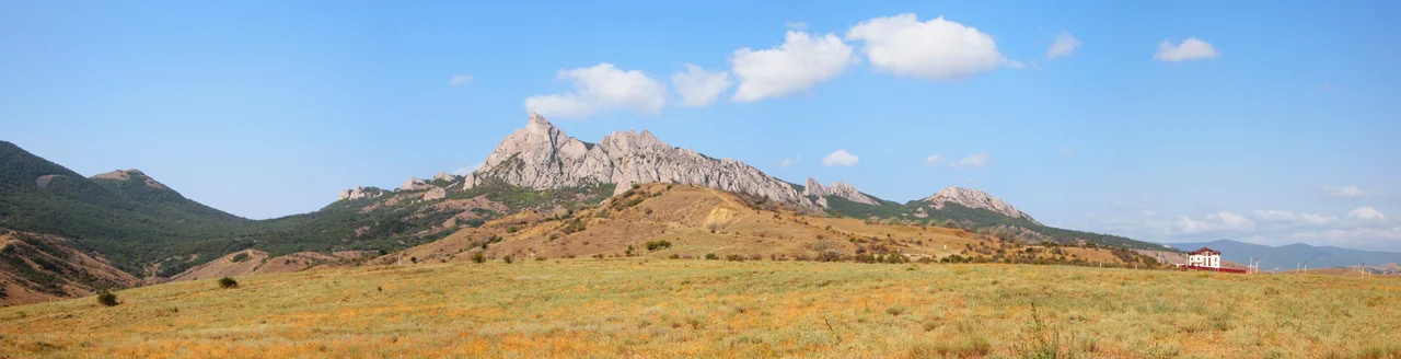 Panorama of Koktebel, Ukraine from a nearby hill